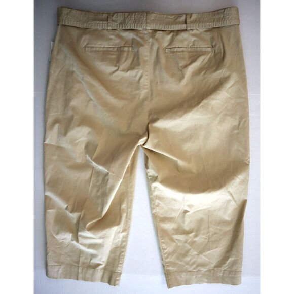 Lauren Ralph Lauren WMN Sz 16W Beige Micro-Sand Twill Belted Wide Leg Pants - Picture 2 of 15